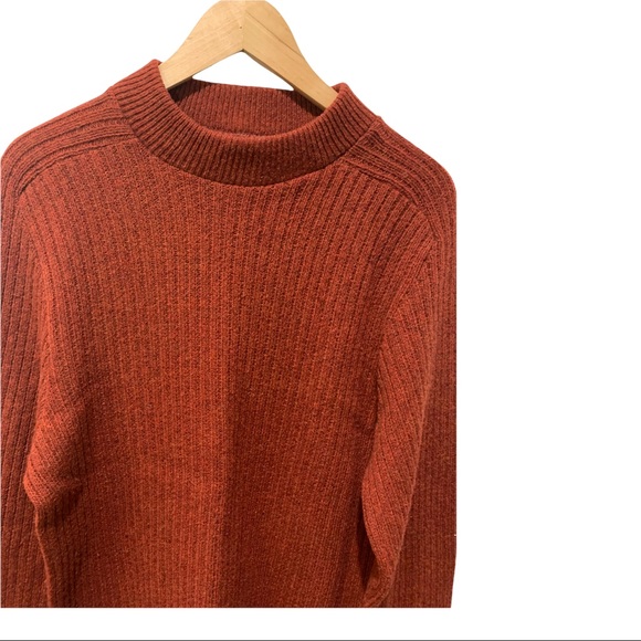 ROBERT BRUCE RUSTIC ORANGE RIBBED SHETLAND WOOL BLEND LONG SLEEVE SWEATER SZ MED - Picture 4 of 14